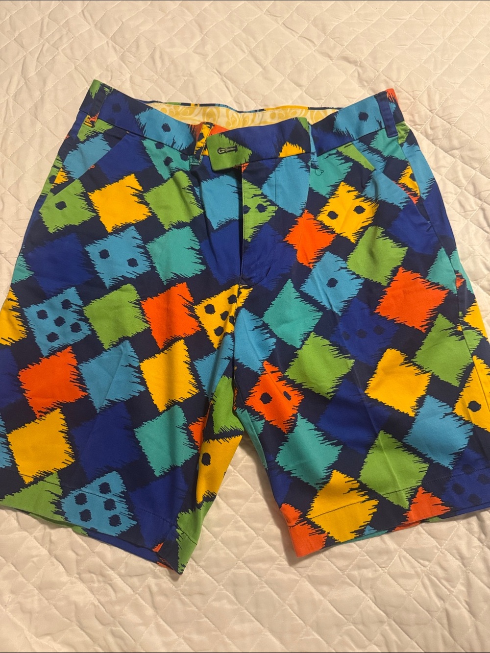 Loudmouth Colorblock Geometric Print Shorts - Multicolor
